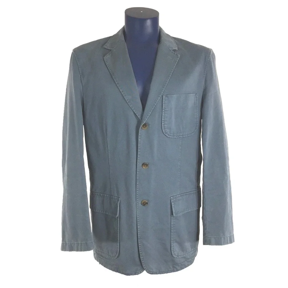 J.Crew Mens Jacket LARGE Dusty Blue Big Pocket Cotton‎ Casual Car Coat